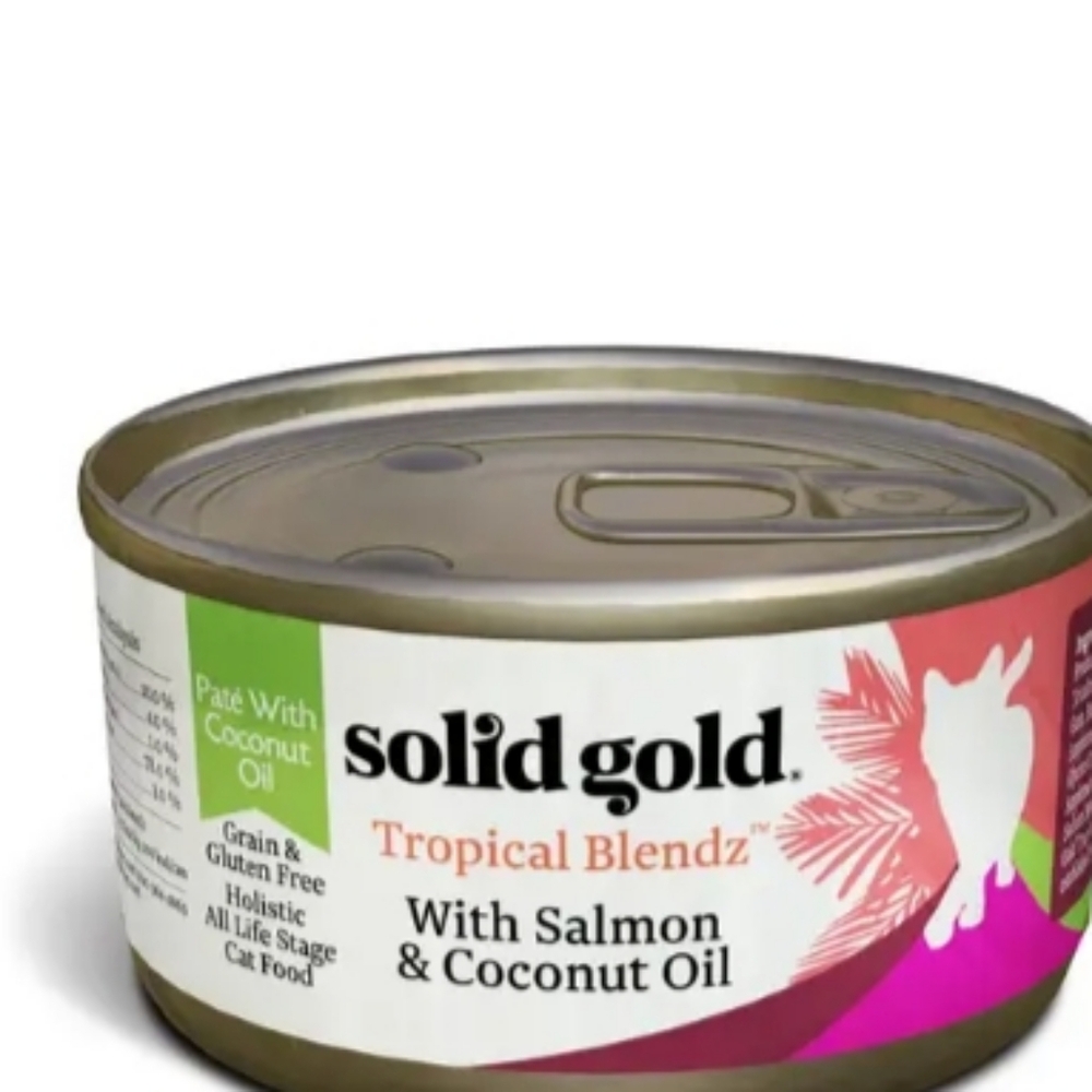Cat Food, Solid Gold Tropical Blend Salmon and Coconut oil , Case Of 16 Cans